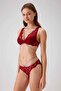 Women's Claret Red 4730 Underwire Silvery Striped Bra Set - 3