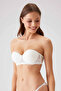 Women's Ecru 6203 Underwire Padded Strapless Lace Bra - 2