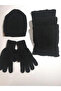 Men's Scarf & Beret & Gloves 3-Piece Set K22002-03-001 Black