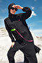 Long Full Length Sports Lycra Full Covered Hijab Swimsuit 1228 Black - 8