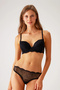 Women's Black 4795 Madrid Lace Detailed Unsupported Non-marking Bra Set