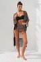 Blue Patterned Tassel Detailed Long Cape Beach Pareo Front Tie String Sleeve Detailed Tunic - 3