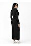 Women's Long Dress Corded Fabric Shirt Collar and Buttoned Model - 2