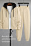 Color-Blocked Hooded Zippered Cardigan Tracksuit Set, Thick 3-Thread Fabric