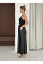 Women's Black Color Flowy Skirt with Side Pockets 4 Transitional Leather-Look Fabric Length 95 cm - 3