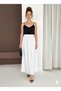 Women's White Color Flowy Maxi Skirt with Side Pockets, 4-Season Wearable, Lacquer Fabric, Length 95 cm - 2