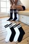 4 Pairs Men Women White Black Striped Long Tennis Socks Cotton Unisex Long Sports Socks - 3