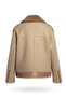 Oslo Beige Genuine Lamb Fur Zippered Biker Women's Coat - 6