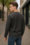 Men's Crew Neck Trend Long Sleeve Long Smoked Sweater - 4
