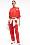 Avenza Women's Embroidery Detailed Side Pockets Regular Wide Leg Red Sweatpants