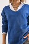 Women's Indigo V-Neck Soft Textured Knitwear Sweater Kzk-19000598 - 3