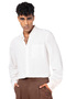 Relaxed White Rayon-Linen Shirt
