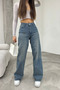 Women's Faded Effect Vintage High-Waist Wide Leg Jeans - 2