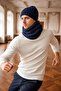 Hand Knitted Soft Wool Men's Beret Neck Collar Set Unisex