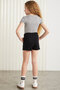 AMARE-GRM24037 100% cotton 3 thread ornamental label girls shorts Black Shorts - 6
