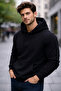 Hooded and Kangaroo Pocket 3 Thread Raised Sweatshirt