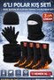 6-Piece Fleece Winter Set – 3 Pairs of Thick Winter Socks, 1 Beanie, 1 Neck Gaiter, 1 Pair of Gloves, Thermal