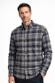Comfortable Cut Striped Checked Winter Men's Dad Shirt