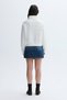 Women's Ecru Zippered Polo Collar Sweatshirt - 2