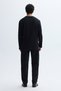 Men's Black Comfort Fit Crew Neck Long Sleeve T-Shirt - 2