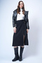 Black Leather Belt Accessory Wrap Cut Midi Length Velvet Skirt Alc-X14570 - 5