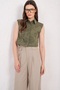 Khaki Guipure Woven Padded Hidden Placket Premium Shirt Alc-767-001 - 3