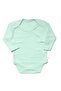Unisex Plain Water Green Long Sleeve Snap-On Bodysuit - 5