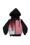 Boy's Black Colored Striped Ultimate Lettered Hooded Inflatables Coat - 2