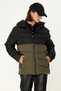 Women's Waterproof and Windproof Hooded Waterproof Black-Khaki Puffer Coat