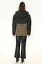 Women's Waterproof and Windproof Hooded Waterproof Black-Khaki Puffer Coat - 7