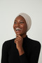 Draped Beige Double-Sided Ready-To-Wear Turban Hijab with Mottled Pattern, Suitable for Medical Use