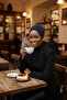 Draped Navy Blue Double-Sided Ready-To-Wear Turban Hijab with Mottled Pattern, Suitable for Medical Use - 8