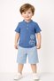 Style Shirt Leaf Pattern Adjustable Waist Short Sleeve Shorts Set of 2 - 3