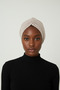 Draped Beige Double-Sided Ready-To-Wear Turban Hijab with Mottled Pattern, Suitable for Medical Use - 3