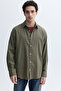 Men's Khaki Regular Fit Long Sleeve Shirt