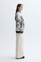 Women's Ecru Loose Fit Jacquard Crew Neck Sweater - 4