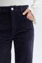 Women's Purple Straight Fit Velvet Trousers - 3