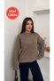 Women's Crew Neck Oversized Thick Knitwear Sweater Mink