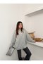 Women's Crew Neck Oversized Thick Knitwear Sweater Gray - 2
