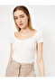 Women's White Scoop Neck T-shirt - 2