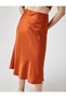 Women's Brown Midi Satin Skirtly Yours Styled By Melis Agazat Skirt - 4
