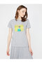 Women's Gray Crew Neck Short Sleeve Letter Printed T-Shirt 8YAL11236JK - 2
