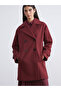 Two Mt Shop Quality Lcw Modest Burgundy Jacket Collar Women's Cashmere Coat