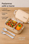 Steel Lunch Box 2 Compartments, with Fork Spoon, Air Lock, Microwaveable, Bpa Free
