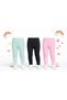 Ribbed Girls' Sweatpants Set of 3 – Green, Black, Pink |   Soft and Warm, Elastic Waistband - 2