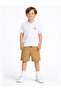 Beige Gabardine Shorts & White Polo T-Shirt Set