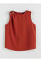 Brown Crew Neck Metal Buckle Drawstring Blouse - 5
