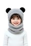 3-6 Years Old Plush Panda Children's Beanie Teddy Bear Hooded Ear Welsoft Beanie Windproof Hat with Neck Collar - 3