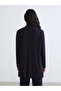 Two Mt Shop Quality Lcw Modest Navy Blue Knitwear Plain Loose & Baggy Women's Tunic - 4