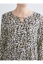 Alita City Lcw Grace Black Combed Cotton Patterned Oval Neck Long Sleeve Women's Blouse with a Difference - 4